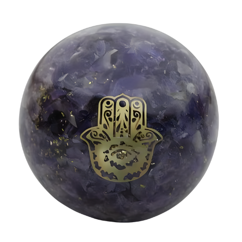 Amethyst , Orgone Sphere, Hamsa Hand Approx.200g