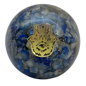 Lapis Lazuli, Orgone Sphere, Hamsa Hand Approx.200g Display Stand is not Included