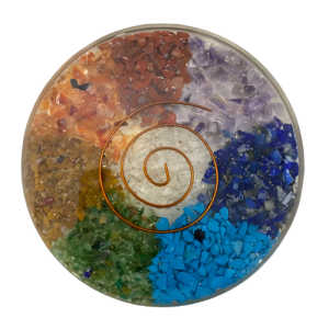 Seven Chakra Gemstone Coaster With Copper Coil